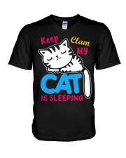 My cat is sleeping V-Neck T-Shirt tile