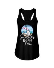 Summer holiday cat Ladies Flowy Tank tile