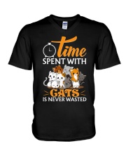 Time spent with cats V-Neck T-Shirt tile