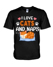 I love cats and naps V-Neck T-Shirt tile