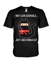 Ninja cat V-Neck T-Shirt tile