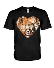 beagle heart shape full V-Neck T-Shirt tile
