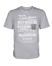 Vet lucky wife V-Neck T-Shirt tile