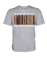 Cigar happy V-Neck T-Shirt tile