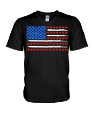 beagle flag 2 V-Neck T-Shirt tile