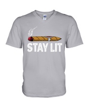 Stay lit cigar V-Neck T-Shirt tile