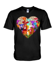 Greyhound heart shape V-Neck T-Shirt tile