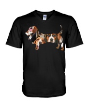 Basset Hound shape full V-Neck T-Shirt tile