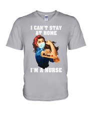 I cant stay at home nurse V-Neck T-Shirt tile