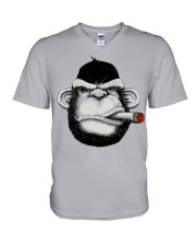 monkey 5 cigar V-Neck T-Shirt tile