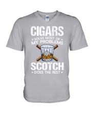 Cigars scotch solve V-Neck T-Shirt tile