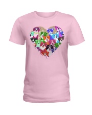 border collie heart shape Ladies T-Shirt tile