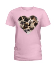 Pug heart shape full Ladies T-Shirt tile