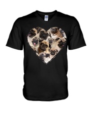 Pug heart shape full V-Neck T-Shirt tile