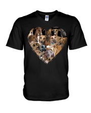 greyhound heart shape full V-Neck T-Shirt tile