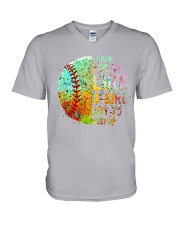 Softball like a girl V-Neck T-Shirt tile
