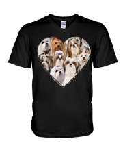 shih tzu heart shape full V-Neck T-Shirt tile