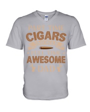 Cigar dad V-Neck T-Shirt tile