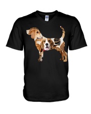 Beagle shape full V-Neck T-Shirt tile