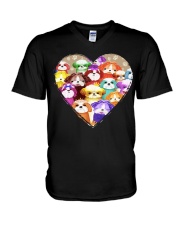 shih tzu heart shape V-Neck T-Shirt tile