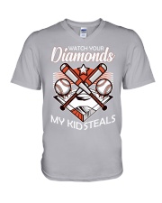 Softball steal V-Neck T-Shirt tile
