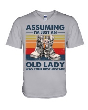 Vet old lady V-Neck T-Shirt tile