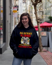 Vet Woman Against Hooded Sweatshirt lifestyle-unisex-hoodie-front-2
