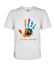 Peace sign More love less hate V-Neck T-Shirt tile