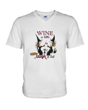 Wine a Little Laugh A lot Halloween Wine Lover V-Neck T-Shirt tile