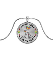 I Am His Voice He Is My Heart Metallic Circle Necklace front