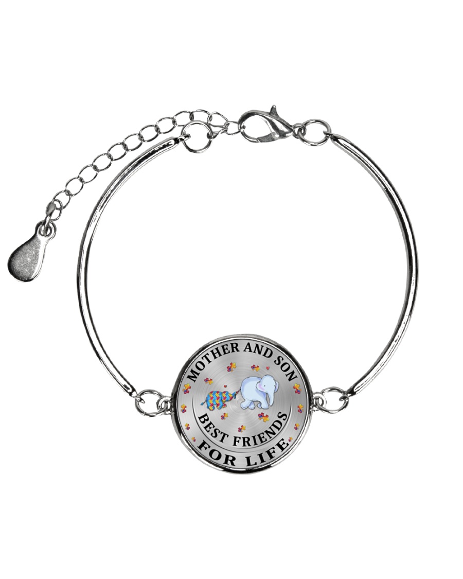 Mother and Son Best Friends For Life Metallic Circle Bracelet