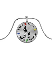 Teach Love Hope Inspire Metallic Circle Necklace front