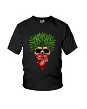 Weed skull bandana scarf gang Youth T-Shirt tile