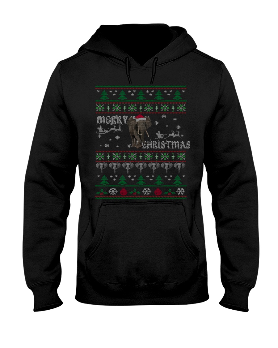 Elephant Ugly Christmas Sweater Shirt Hoodie Gifts Hooded Sweatshirt