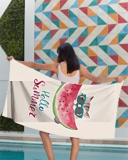 Hello summer - cat watermelon Premium Beach Towel aos-beach-towel-lifestyle-front-03