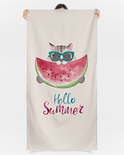 Hello summer - cat watermelon Premium Beach Towel aos-beach-towels-lifestyle-front-09