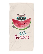 Hello summer - cat watermelon Beach Towel tile