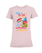 Christmas and unicorn Premium Fit Ladies Tee tile