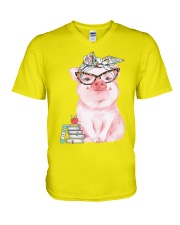 PIG TEACHER V-Neck T-Shirt tile