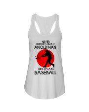 Never underestimate an old man who plays baseball Ladies Flowy Tank tile