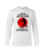 Never underestimate an old man who plays baseball Long Sleeve Tee tile