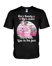 She's beauty she's grace V-Neck T-Shirt tile