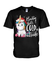 Babby it's cold outside V-Neck T-Shirt tile