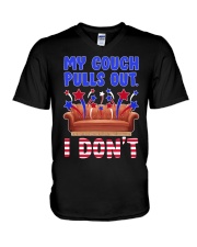 My Couch pulls out - i don't V-Neck T-Shirt tile