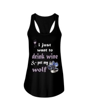 Drink wine and pet my wolf Ladies Flowy Tank thumbnail