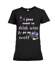 Drink wine and pet my wolf Premium Fit Ladies Tee thumbnail