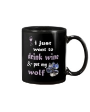 Drink wine and pet my wolf Mug thumbnail
