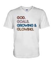 God - Goals - Growing And Glowing V-Neck T-Shirt thumbnail