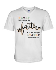 We Walk By Faith Not By Sight V-Neck T-Shirt thumbnail