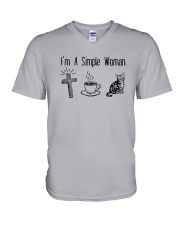 Cross Coffee And Cats V-Neck T-Shirt thumbnail